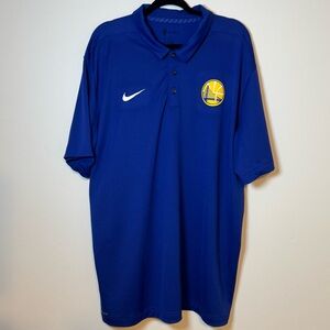 The Golden State Warriors Nike NBA Dri-Fit Polo Blue Short Sleeve XXLT